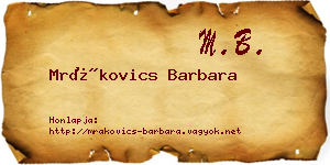 Mrákovics Barbara névjegykártya
